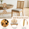 Curved backrest rattan dining chair set made of selected rubber wood, featuring a padded seat for comfort and stability.