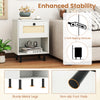 Rattan nightstand with open shelf and drawer, featuring sturdy metal legs and non-slip foot pads for stability.