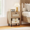 Rattan Nightstand Boho End Table with Rattan Drawer and Open Shelf-Natural - Gallery View 1 of 9