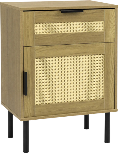 Costway Rattan Nightstand Side Table w/ Drawer Storage Cabinet 19771872 New