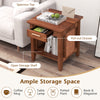Rattan nightstand end table in walnut with pull-out drawer and open storage shelf for versatile home organization.