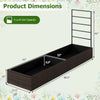 Rattan raised garden bed with trellis and two planter boxes, measuring 88.5" x 22" x 44", ideal for outdoor gardening.