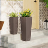 Rattan Tall Planter Set of 2 Outdoor Large Tapered Planters with Removable Inner Trays-Brown - Gallery View 1 of 11