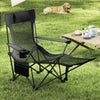 Reclining Camping Chair with Removable Footrest and Adjustable Backrest-Gray - Gallery View 1 of 11