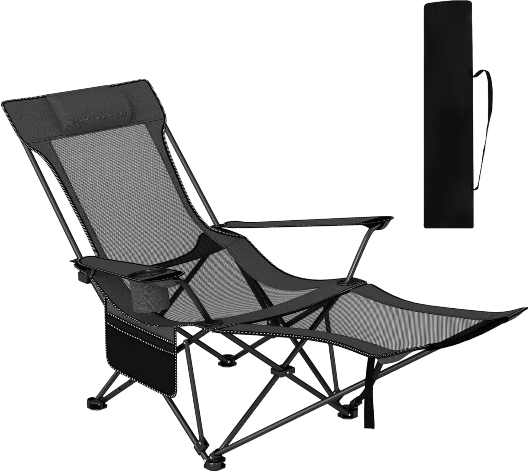 Costway Reclining Camping Chair Removable Footrest Adjustable Backrest 432179865 New