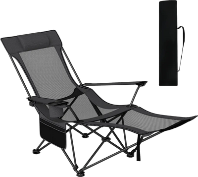 Costway Reclining Camping Chair Removable Footrest Adjustable Backrest 432179865 New
