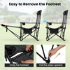 Reclining camping chair with removable footrest, adjustable backrest, and breathable mesh fabric for outdoor comfort.