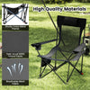 Reclining camping chair in gray with removable footrest, adjustable backrest, and breathable mesh fabric for comfort.