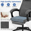 Reclining office chair in gray with soft chenille fabric, high-density sponge, and adjustable features for comfort.