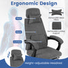 Ergonomic gray reclining office chair with adjustable headrest, lumbar support, and soft Chenille fabric for comfort.