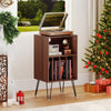 Record Player Stand with Charging Station Turntable Stand with Vinyl Storage-Walnut - Gallery View 1 of 10