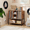 Record Player Stand with Charging Station and Metal Frame-Rustic Brown - Gallery View 1 of 10