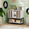 Record Player Stand with Charging Station and Metal Frame-White - Gallery View 1 of 10
