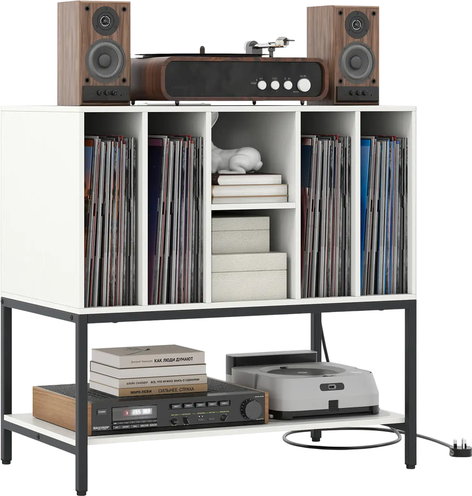 Costway Record Player Stand Charging Station Metal Frame Side Table 22752371 New