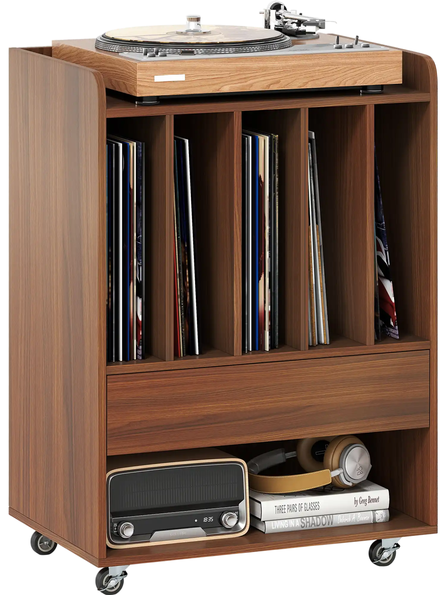 Costway Record Player Turntable Stand with Drawer Record Holder 39419619 New