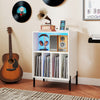 Record Player Stand with LED Light and Charging Station-White - Gallery View 1 of 11