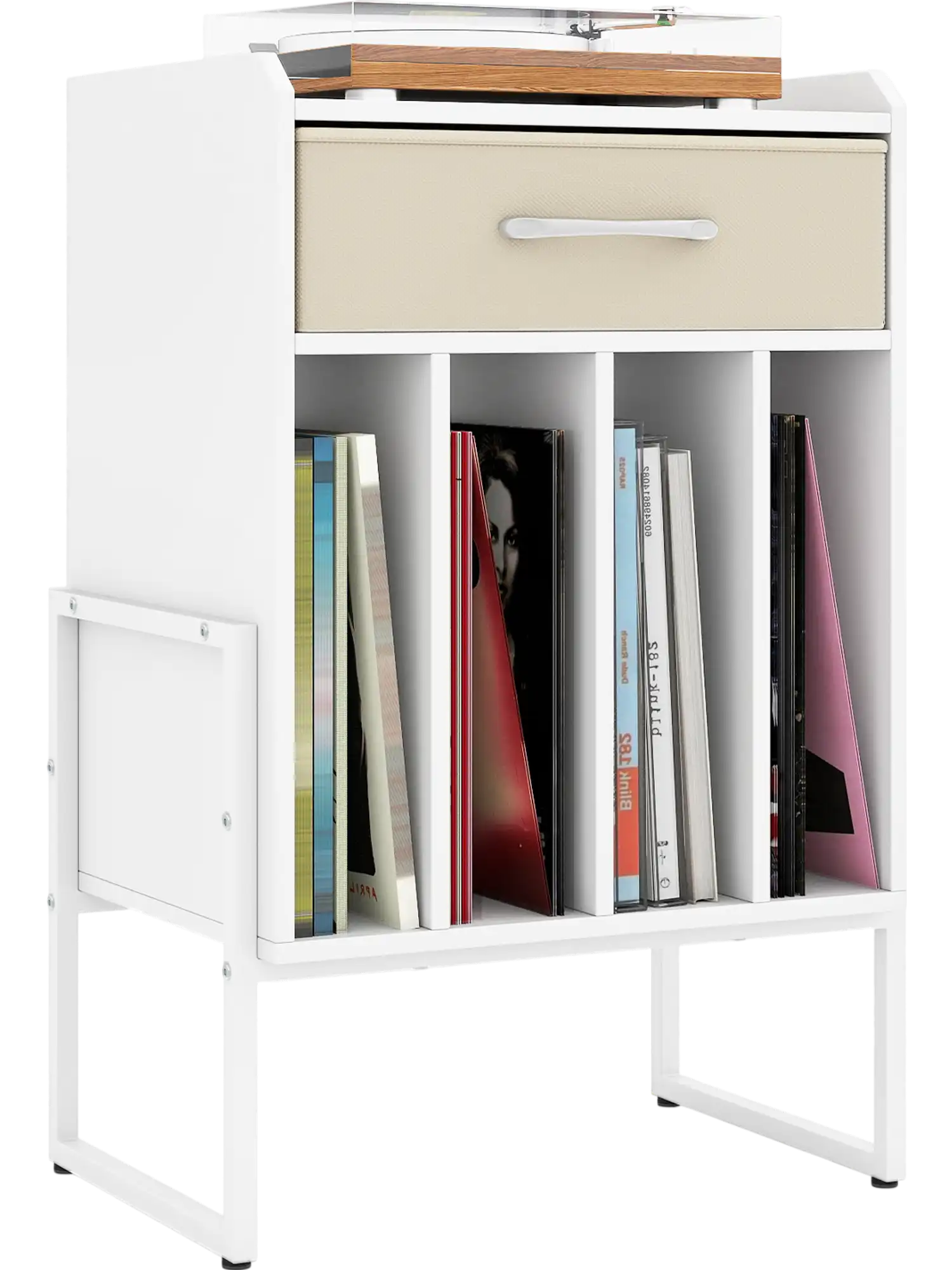 Costway Record Player Stand w/ Drawer & Record Holder Side Table 37145821 New