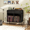 Record Player Stand with Power Outlets Double Wide Turntable Stand Vinyl Record Storage Table-Black - Gallery View 1 of 10