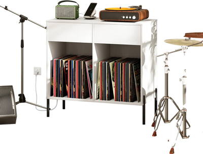 Costway Record Player Stand Vinyl Storage Table White 274631895 New
