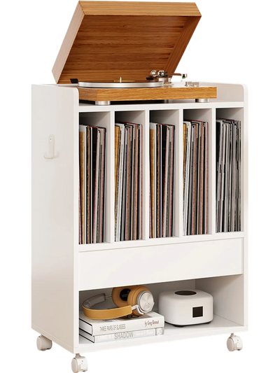 Costway Record Player Turntable Stand with Drawer White 19567243 New