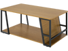 Rectangle coffee table with natural wood texture, 2-tier design, and metal frame for living room storage and decor.
