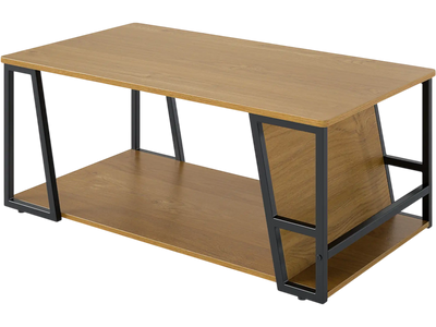 Costway Industrial 2-Tier Rectangle Coffee Table w/ Storage Shelf Compartment 29021955 New