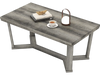 Rectangle coffee table with gray rubber wood base, cross-shaped design, and wide tabletop for convenient storage.