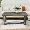 Rectangle coffee table with gray rubber wood base and cross-shaped design, perfect for living room essentials.