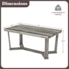 Rectangle coffee table with gray rubber wood base, cross-shaped design, and dimensions of 44" x 23.5" x 18.5".