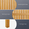 Detailed view of the reinforced crossbar and thick support legs of the acacia wood bar height table for outdoor use.