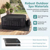 Rectangular black blowup hot tub with 130 air jets, featuring robust PVC materials for outdoor relaxation.