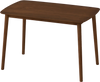 Rectangular kitchen table made of rubber wood with rounded corners, comfortably seating up to 4 people for dining.
