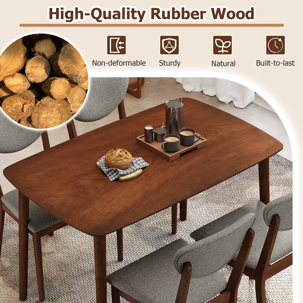 Rectangular kitchen table made of high-quality rubber wood, comfortably seating up to 4 people for meals and gatherings.