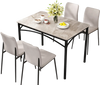 Rectangular modern dining table for 4 with grey sintered stone top and sturdy black metal frame, ideal for kitchens.