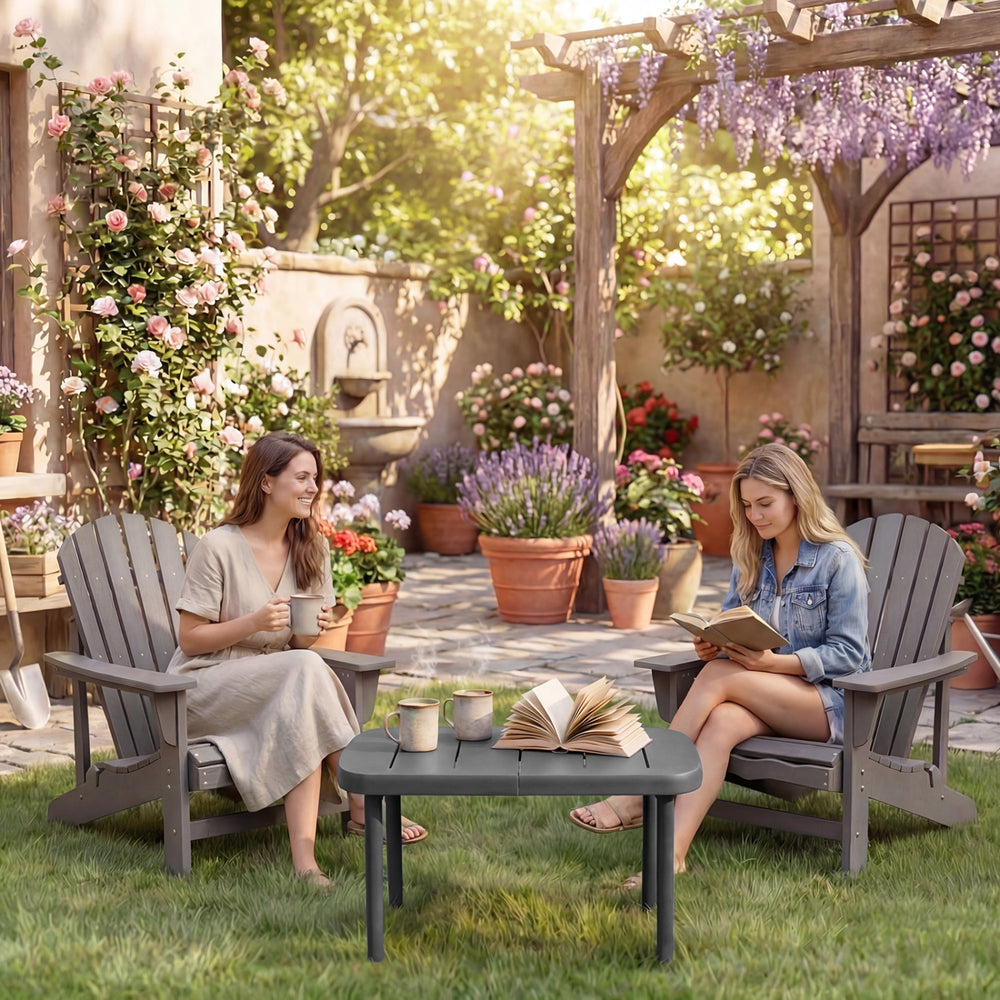 Rectangular gray patio storage side table with aluminum alloy rods, ideal for outdoor use in gardens or poolside.
