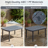 Rectangular gray patio storage side table with aluminum alloy rods, sun-protective and waterproof for outdoor use.