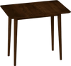 Rectangular walnut dining table for 2-4 with solid wood legs and rustic finish, perfect for compact spaces.