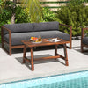 Solid wood patio table with slatted tabletop, made of pine and fir, perfect for garden or poolside use.