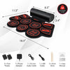 Electronic drum set with 2 built-in stereo speakers, featuring 9 rhythms and 15 speeds, ideal for kids' music practice.