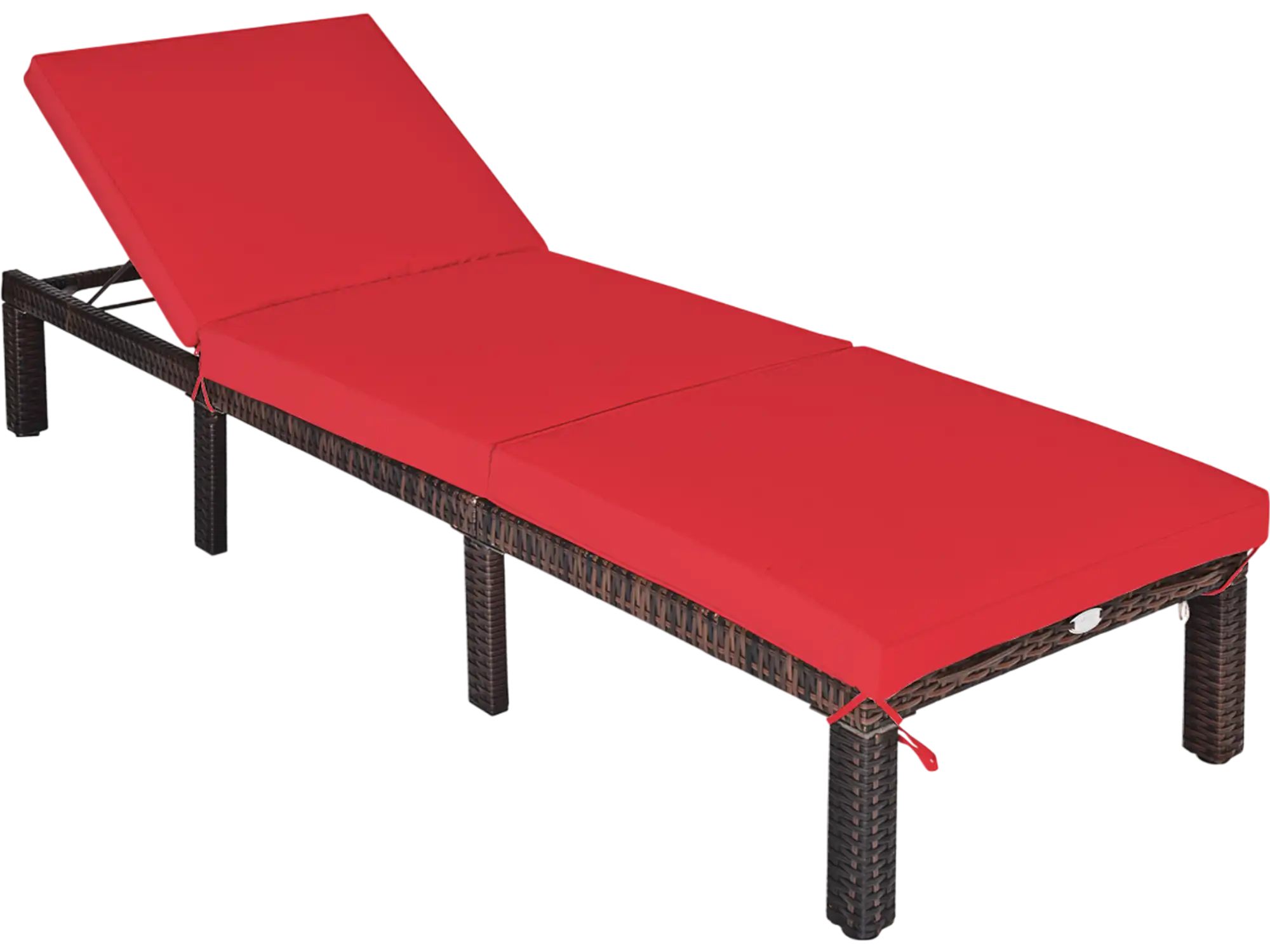 Costway Wicker Outdoor Chaise Lounge Chair Adjustable Backrest Cushion 40627139 New