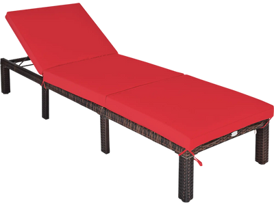Costway Wicker Outdoor Chaise Lounge Chair Adjustable Backrest Cushion 40627139 New