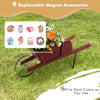 Wooden wagon planter in red with 9 replaceable magnetic accessories, perfect for garden or holiday displays.