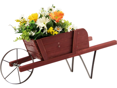 Costway Wooden Wagon Planter Garden Yard Red 35469187 New