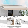 Retractable patio awning with beige thickened cloth and aluminum frame, ideal for sun protection on porches and.