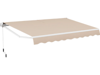 Retractable 13 × 8 feet patio awning in beige, featuring durable aluminum and adjustable angle for sun protection.