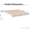 Retractable patio awning measuring 12 x 10 feet in beige, featuring adjustable angle and durable aluminum frame.