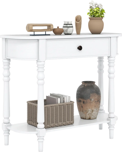 Costway Retro Wooden 2-Tier Narrow Console Table 36