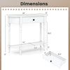 Dimensions of the Retro Console Table in white, featuring a drawer and open shelf for versatile storage solutions.