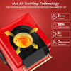 Retro hot air popcorn maker in red with 1200W technology, pops 12 cups of oil-free popcorn in 2 minutes for movie.