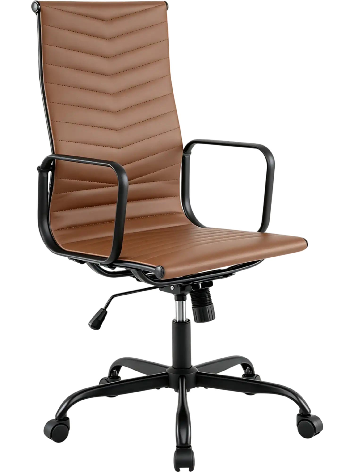 Costway High Back Ribbed PU Leather Office Chair Adjustable Height 23332252 New